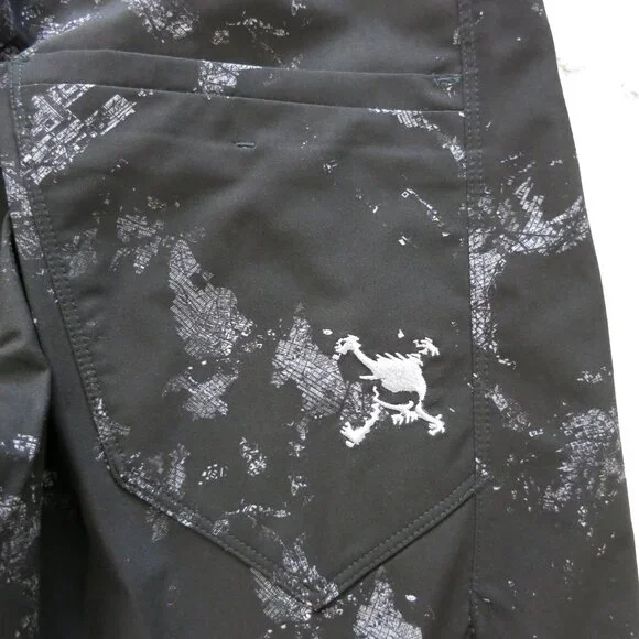 NWT OAKLEY SKULL GOLF Japan Black Splash Print 3D Slim TAPERED Stretch Pants 34